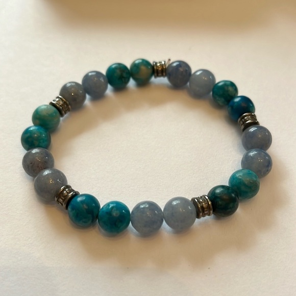 Turquoise and Gray Beaded Bracelet - Picture 1 of 6